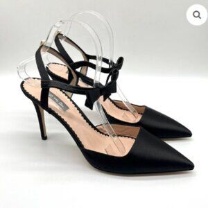 SJP by Sarah Jessica Parker Women's Pola Black Satin Size EU 37.5 (US 7)